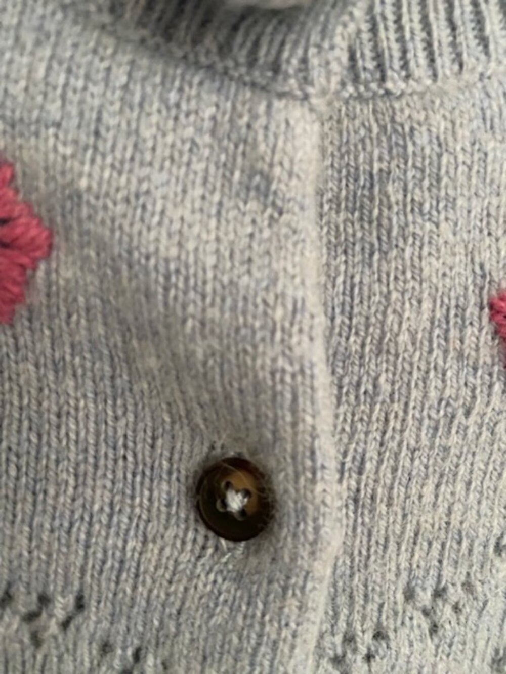 Boden Women's Cardigan in Blue Pebble with Flower and Heart Detail Size XS - Picture 6 of 9
